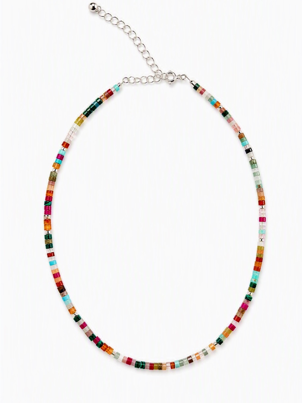Mixed Sliver Gemstone Necklace
